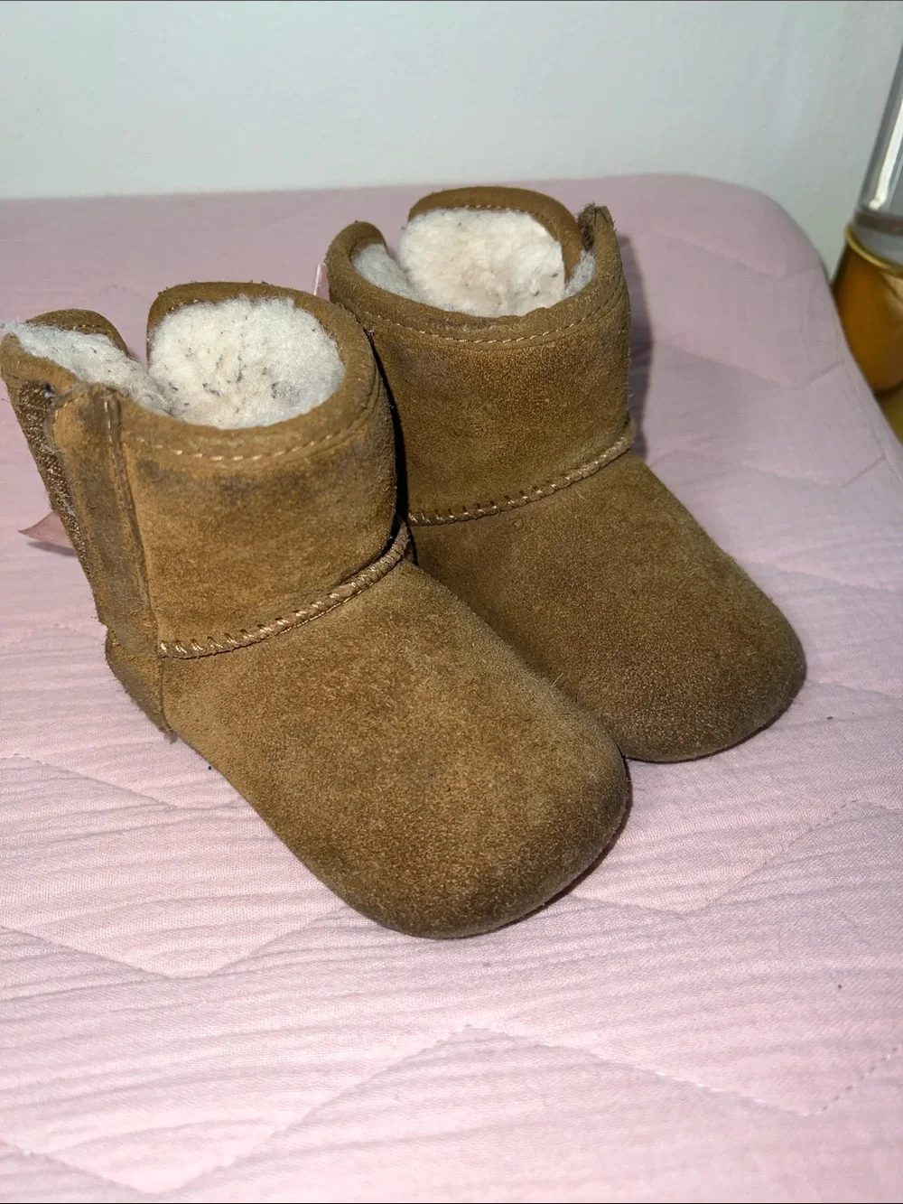 UGG Chestnut Suede Baby Walker Boots with Shearling